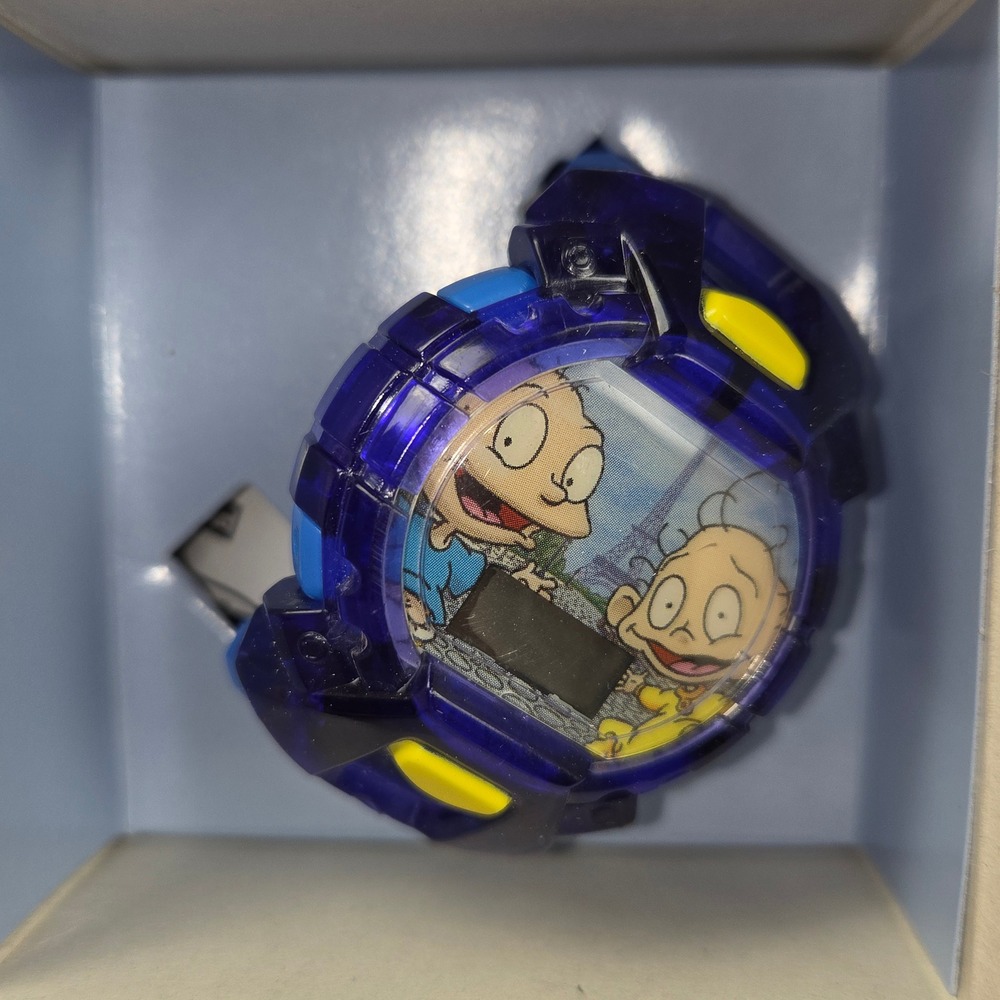 Vintage Rugrats in Paris Tommy & Dil Chatback Watch Nickelodeon 2000 Blue